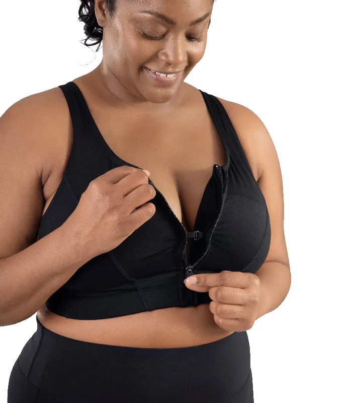 Comfort Support Zip Front Plus Size Sports Bra