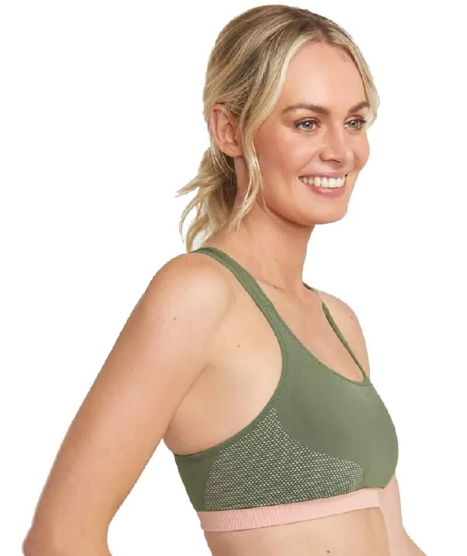 Triumph Triaction Seamfree Wire-free Crop Top Bra - Green/Light Combination